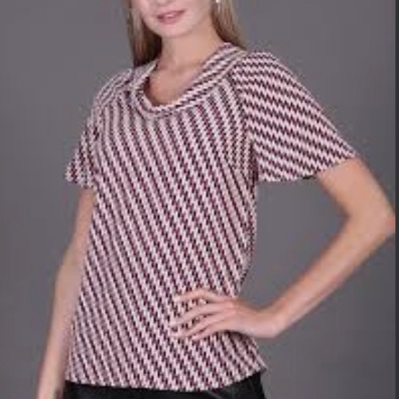 🆕 Meinsang patterned short sleeve plus size collared blouse red … - Picture 3 of 10